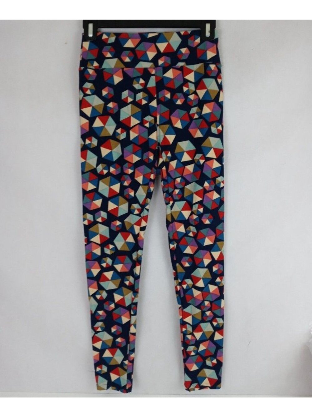 LuLaRoe Leggings OS Blue With Colorful Octagon Designs